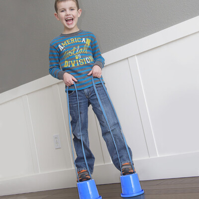 

Childrens Outdoor Fun 2 Pieces A Pair Of Walking Cups Stilts Toys Non-slip Blue