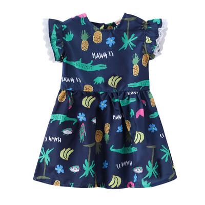 

Toddler Baby Kids Girls Lace Floral Print Dress Princess Dresses Casual Clothes