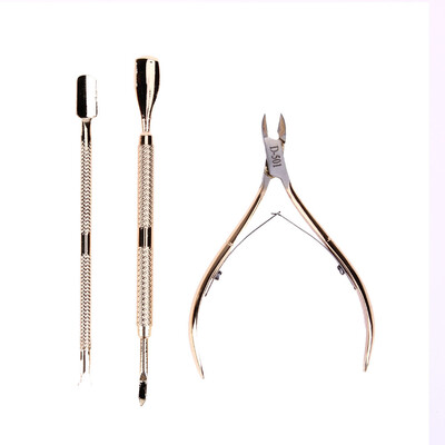

3Pcs Nail Cuticle Clean Scissors Spoon Pusher Remover Tool Set Manicure Kit