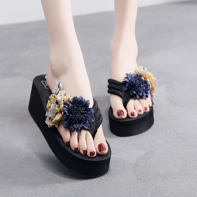

Rose Women Bohemia Wedge Slippers Home Bathroom Beach Flip Flops Shoes Slippers Shoes