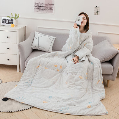 

Gobestart Multifunction Winter Lazy Quilt With Sleeves Warm Thickened Washed Pillow Blanke