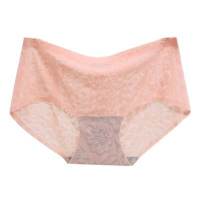 

Ice Silk Women Panties Seamless Comfortable Sexy Mid-Waist Underpants Jacquard Pressure Side Ladies Briefs