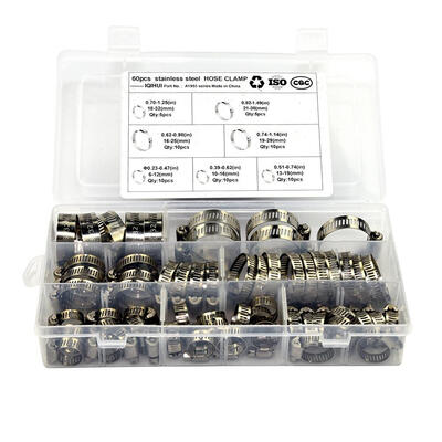 

60pcs Stainless Steel Hose Clamp 6-38mm Range Worm Gear Fuel Line Clamp