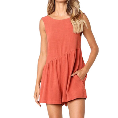 

Starmoon Women Sleeveless Waist Drawstring Short Playsuit Rompers Jumpsuit