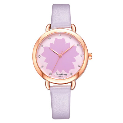 

Trendy printed quartz watch casual simple rhinestone scale time ladies watch