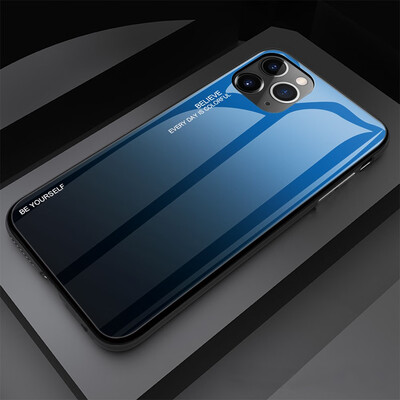

For iPhone 11 11Pro 11Pro Max Gradient tempered glass back cover drop protection sleeve Tempered glass case