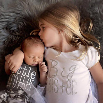 

Matching Cotton Clothes Big Sister Tees Baby Boy Romper Outfit Playsuit Casual