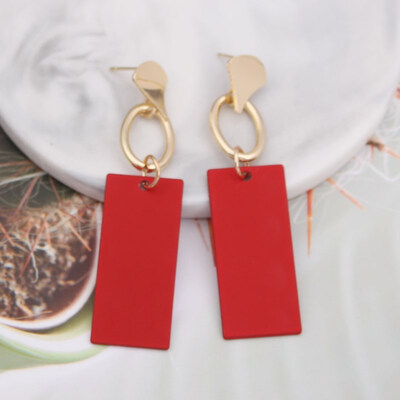 

EK537 New Fashion Metal Painted Waterdrop Heart Pendant Earrings for Women Handmade Sweet Wedding Jewelry Christmas Gift