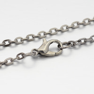

Iron Cable Chain Necklace Makings with Alloy Lobster Claw Clasps&Iron End Chains Gunmetal 303