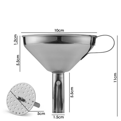

Stainless Steel Funnel With Detachable Strainer Filter Perfume Liquid Water Kitchen Tools