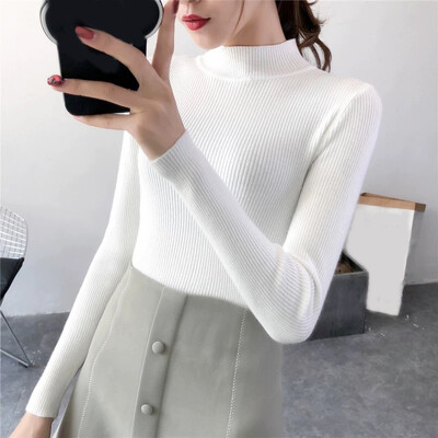 

Womens Sexy Long Sleeve Knitted Tops Warm Shirts Solid Knitwear Slim Fit Sweater