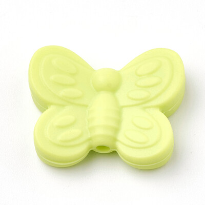 

Food Grade Environmental Silicone Beads Chewing Beads For Teethers DIY Nursing Necklaces Making Butterfly GreenYellow 20x25x6