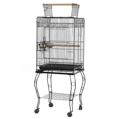 

57" Large Parrot Bird Canary Parakeet LoveBird Bird Cage w Perches & Food Cups