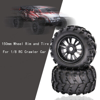 

Siaonvr 2pcs 150mm Truck Wheel Rim&Tire For 18 Traxxas HSP HPI RC Crawler Car