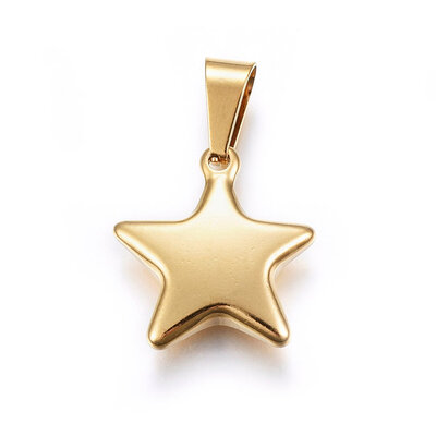 

304 Stainless Steel Pendants Large Hole Pendants Star Golden 21x19x45mm Hole 9x4mm