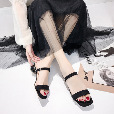 

Sandals&slippers women wear summer fashion round heels&two frosted ins trendy womens shoes