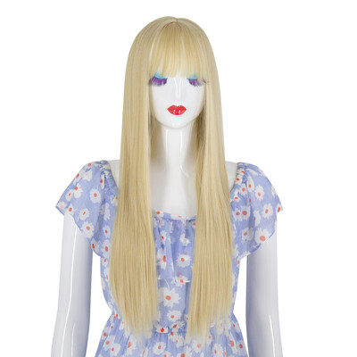 

Gobestart Fashion Wig Synthetic Cabelo With Bangs Fringe Long Wavy Wigs 26 Inches