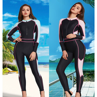 

Saidsome Swimsuit for Women One Piece Long-sleeve Surfing Suit Sun Protection diving suit diving water diving mask
