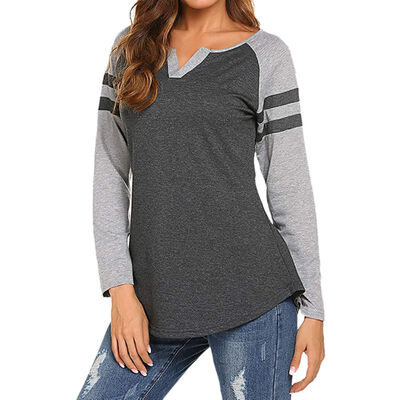 

Full Sleeve Striped Patchwork Women Casual Summer T Shirt Girl 2019 Tee Tshirt Loose Top T-Shirt