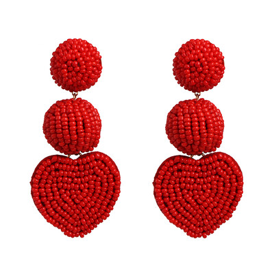 

2019 New Heart Beads Gold Metal Love Drop Earrings Hollow Geometric Earrings Women Gifts Jewelry Brincos Pendientes