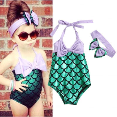 

Wholesale Girls Lovely Swimmable Swimming Princess Costume Kids Swimsuit Two Pieces