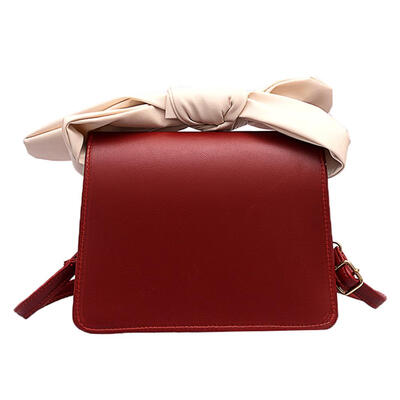 

Solid Color Bowknot Handbags PU Leather Women Flap Shoulder Crossbody Bags