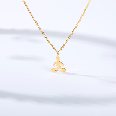 

Boho OHM OM AUM Buddha Lotus Yoga Gold Chain Necklace Pendant Girls Gift Sacred Choker KARMA Pendant Necklaces India Bijoux