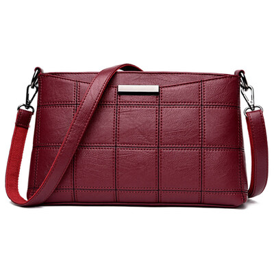 

Retro Women Soft Grid Texture Solid Color Square Shoulder Bag Crossbody Pouch