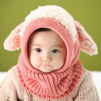 

Winter popular childrens scarf puppy shawl super soft wool baby ear cap warm knit linking cap