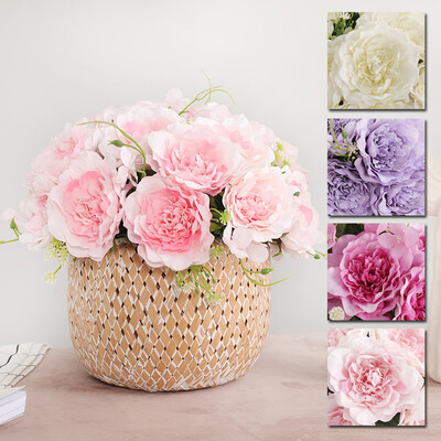 

Home Decoration Wedding Silk Flower High Simulation 5 Heads Camellia Bouquet Kit