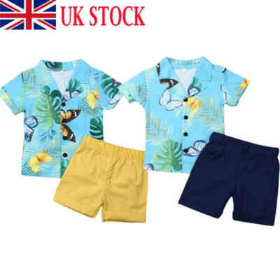 

UK Toddler Baby Boy Clothes Holiday Floral Shirt TopsShort Pants Outfits Sets