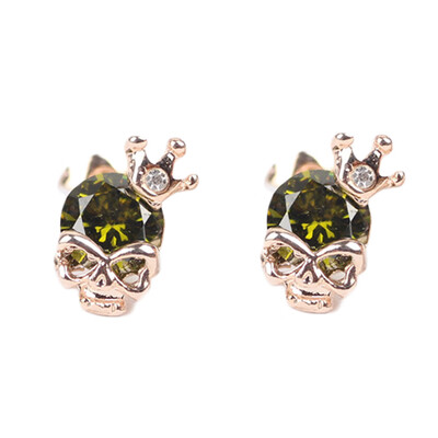 

New Design Trendy Women Yellow Gold plating Skull Pierced Stud Earrings Jewelry Gift