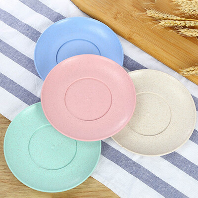 

4Pcs Wheat Straw Plates Eco-Friendly Simple Food Snack Dishes Safe Dinnerware