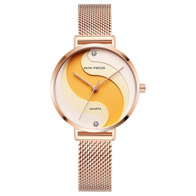 

MINI FOCUS MF0291L Woman Quartz Wristwatch Creative Design Waterproof Alloy Case Noctilucent Function Stainless Steel Strap Fema