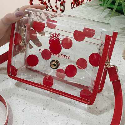 Tailored Womens Fashion Wave Point Transparent Shoulder Bag Fruit Grain Crossbody Bag
