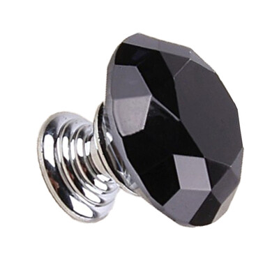 

30mm Black Polished Crystal Rhinestone Door Knob Kitchen Cupboard Wardrobe Drawer Pull Handle