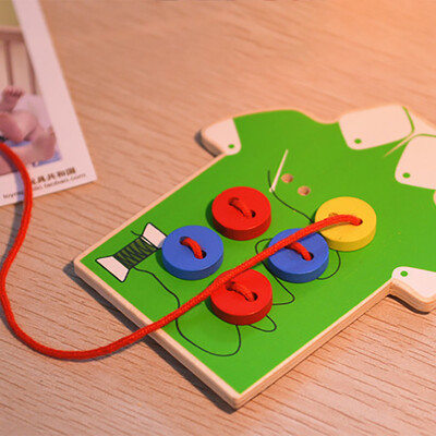 

Tailored Children Beads Lacing Board Wooden Toys Toddler Sew On Buttons