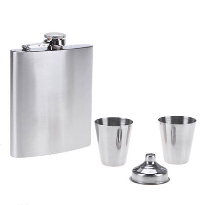 

7oz Outdoors Portable Stainless Steel Drink Mug Flask Flagon Funnel Cup Set