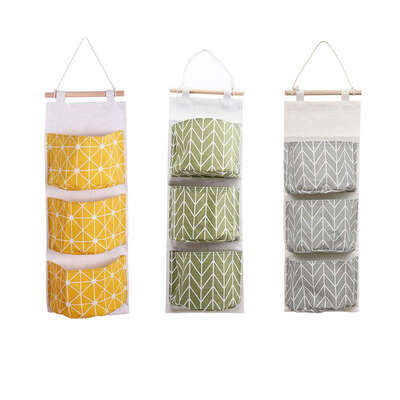 

Waterproof 3 Pockets Wall Hanging Storage Bag Closet Organizer Storage Pocket Hanging Bag for Bedroom Bathroom