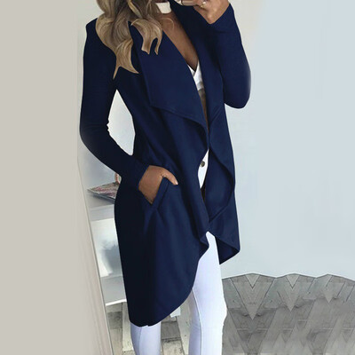 

Womens Slim Long Coat Irregular Outwear Jacket Trench Parka Cardigan PLUS SIZE