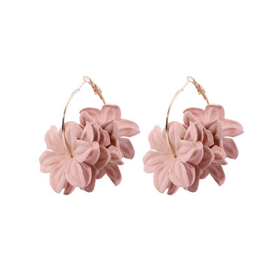 

Fashion Women Flower Pendant Big Circle Drop Hoop Earrings Statement Jewelry