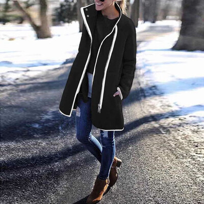 

Toponeto Fashion Women Velvet Zipper Long Sleeve Solid Tops Thicker OutwearJacket Coat