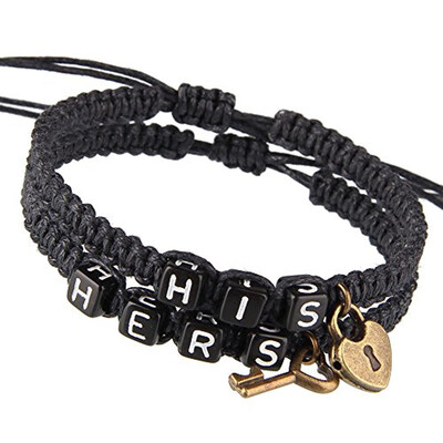 

Couple Bracelets-Morenitor Valentines Day Gifts Handmade Key&Lock Braided Bracelet His&Hers Jewelry Set for Lover2 Pcs