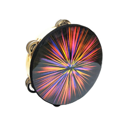 

8" Hand Held Tambourine Drum Bell with Metal Jingles Percussion Musical Educational Instrument for KTV Party Kids Games