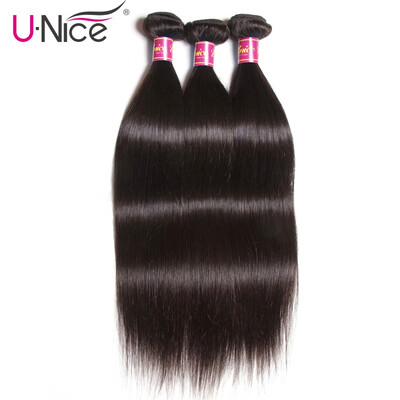 

UNice Hair Extensions 8A Peruvian Straight Virgin Human Hair Weaves 300g