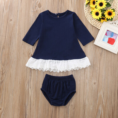

Newborn Baby Girsl Long Sleeves Lace TopUnderpants Outfit Clothes Suit Set