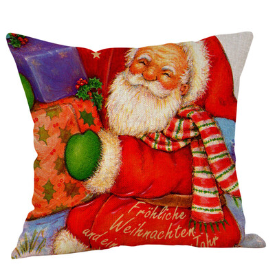 

Gobestart Merry Christmas Pillow Cases Cotton Linen Sofa Cushion Cover Home Decor