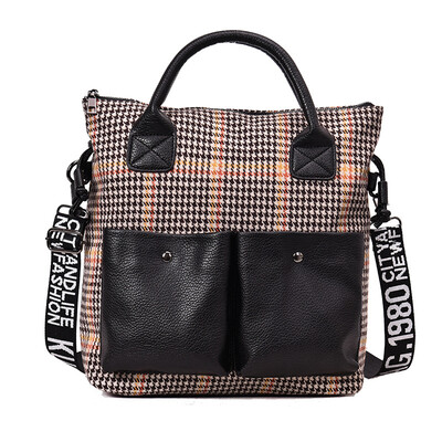 

Qiao Bani 2019 new spring European&American style fashion hit color double pockets takeaway shoulders diagonal cross-trend handbags