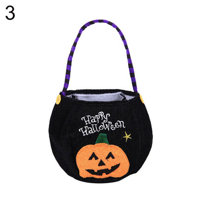 

Halloween Pumpkin Witch Treat or Trick Candy Hand Bag Storage Pouch Party Decor