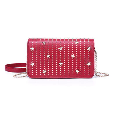 

Star Rivet Flap Shoulder Messenger Handbags Women Leather Chain Satchel Bag